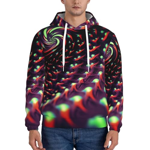 Men's Fleece Pullover Hoodie Long Sleeve Hooded Fantasy Sci-Fi Dizziness Sweatshirt Casual Shirts With Pockets 3X-Large Black2