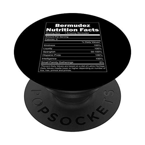 Funny Nutrition Facts Last Name Design - Bermudez PopSockets PopGrip Intercambiable