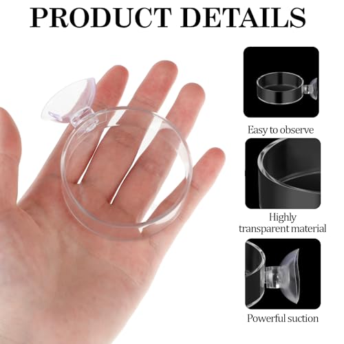 Image of 2Pcs Aquarium Shrimp Feeder Dish with Suction 75mm Round Clear Fish Tank Food Tray Container Glass Fish Tank Feeding Bowls for Aquarium Tanks Feeding Tray