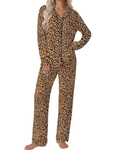 Image of Ekouaer Pajamas Womens Long Sleeve Sleepwear Button Down Loungewear Pjs Set