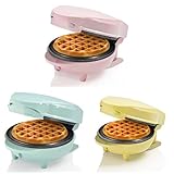 Bestron 3er Set Mini-Waffeleisen, Farben: Rosa, Mint und Gelb