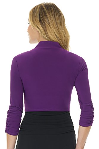 Image of Rekucci Women's Chic Soft Knit Stretch Bolero Shrug with Ruched Sleeves