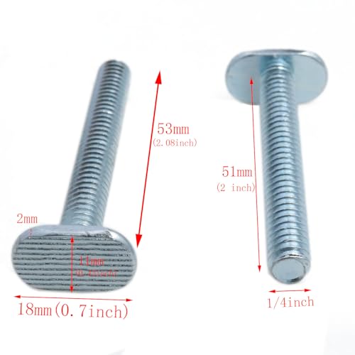 Image of T Slot Bolts 1 /4 inch-20T Track Bolts T Bolt T-Slot Hardware T-Track Fittings for Woodworking fixtures and fixtures 10PCS