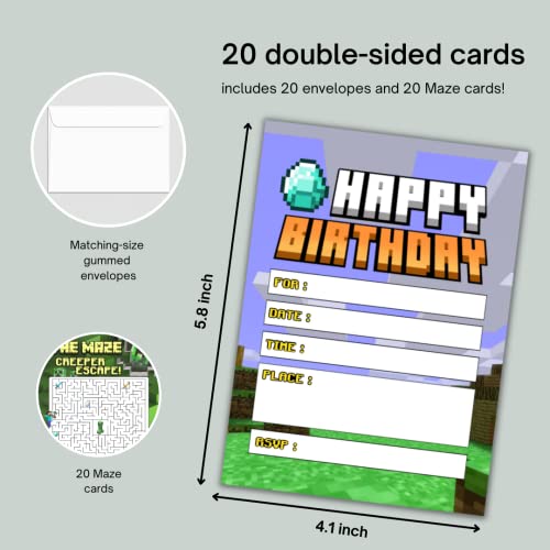 Maze Game Birthday Invitations - 20 Pack
