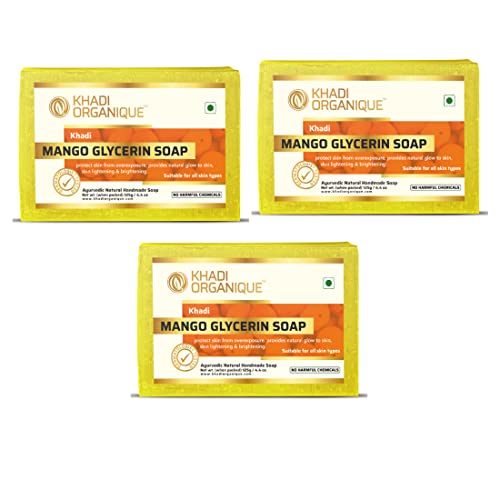 Image of Khadi Organique Handmade Mango Glycerine Soap Pack Of 3