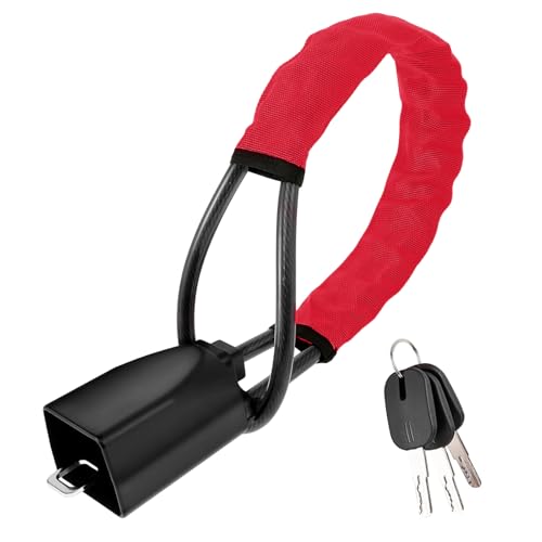 MAEZOE Car Steering Wheel Lock with 3 Keys, Seat Buckle Lock, Anti-Theft Device Theft Prevention Car Lock Fit Most Car, SUV, Van (Red)