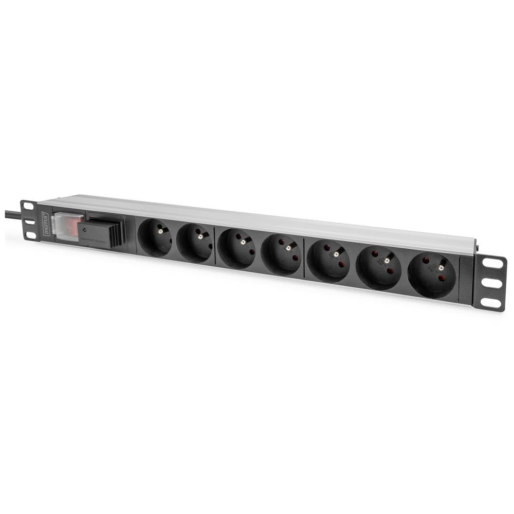 DIGITUS Regleta 19" - 7 tomas - 1U - Versión francesa - 250VAC - 50/60Hz - 16A - 4000W - Con interruptor y protección contra sobretensiones
