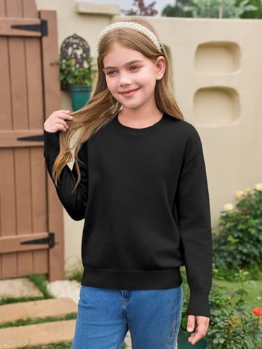 Haloumoing Girls Long Sleeve Sweaters Kids Casual Crew Neck Knit Cute Fall Pullover Tops 5-14 Years2