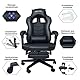YU YUSING Gaming Stuhl Bürostuhl mit Fußstütze, Racing Stuhl Massage Ergonomisch, Drehbar Hochenverstellbar, 90-150°Rückenlehne Verstellbar, Abnehmbare Kopfstütze, Lendenkissen (Schwarz)