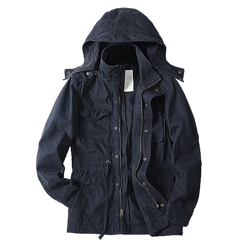 Image of Men's Military Jackets Hoodie Cargo Bomber Outdoor Coat with Multi Pockets
