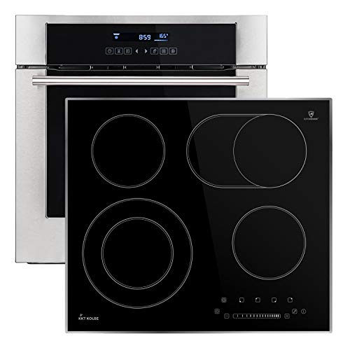Autarkes Herdset: 60cm Einbau-Backofen EB8015ED + 59cm Glaskeramikkochfeld KFS59ED (Heißluft, Grill-/Bratsystem, Teleskopauszüge, Selbstreinigung,