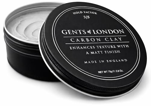 Gents of London Carbon Clay 75g Premium Mens Hair Clay Medium Hold Matte Finish Texturising Styling Wax Low Shine Barber Quality
