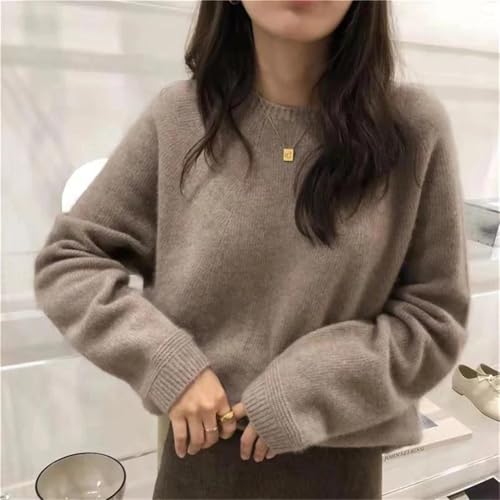 Women Crewneck Cashmere Sweater Winter Loose Long Sleeve Knitted Pullover Jumper2