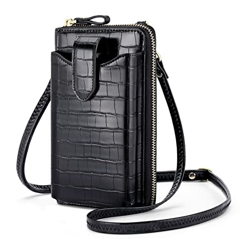 Image of Peacocktion RFID Crossbody Wallet Purse for Women Small Travel Cell Phone Purses Trendy Vegan Leather Bags with Card Slots
