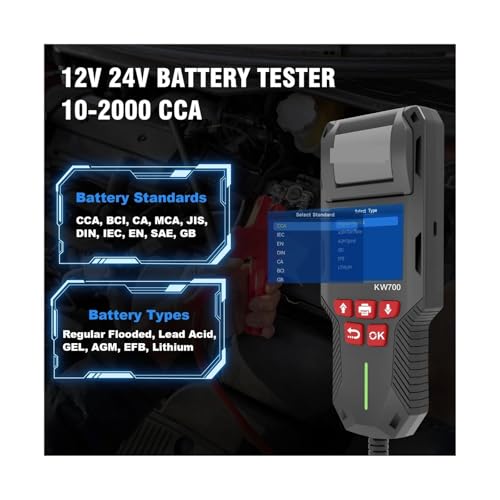 Probador de batería KW700 con prueba de arranque y carga 2000 CCA 4