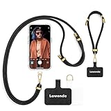 Lawonda 2 Pads Phone Lanyard Adjustable Crossbody Cell Phone Neck Strap Universal Mobile Phone Wrist Lanyard + 2pcs Cellphone Patch Tether Tab for Travel Essentials Black