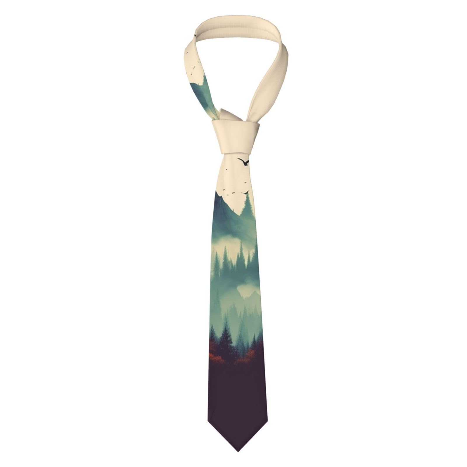 Smazdfxx Men's As Pic Landscape Mountain Ties Silk Necktie Fashion Tie Novelty Skinny Classic Wedding S For