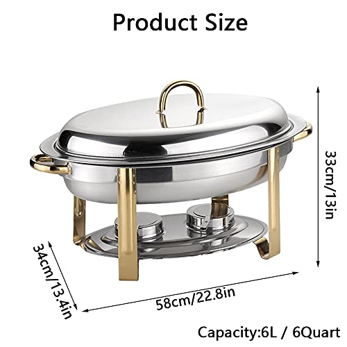 210 Edelstahl Chafing Dish Buffetwärmer-Set, 6 Quart Ovaler Käfer Essen Erwärmen Container Mit Goldenen Akzenten Buffet… – Bild 6