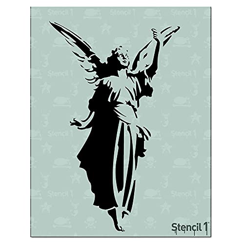 Stencil1 Angel Stencil 8.5 X 11 - Durable Quality Reusable Stencils For Drawing Painting - (Alt Religious Stencil Inspirational Holiday Angels Decorating Items And Decor On Walls Fabric & Furniture Art Craft #TOP20