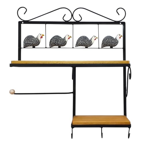 Prateleira de Parede com Suporte para Papel Toalha ou Filme Cozinha Organizada Estilo Rústico Industrial - angola