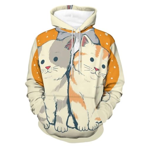 Hoody sweatshirt pull pour homme femme manches longues imprimé chat noir
