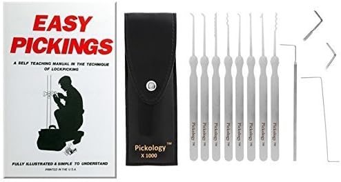 X1000-10 Piece Lock Pick Set with Reinforced Handles and Easy Pickings Booklet
