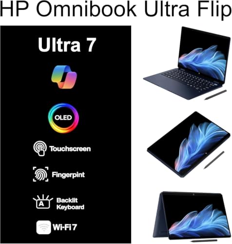 Image of ME2 Customized Laptop, Created Using HP Omnibook Ultra Flip 2-in-1 Laptop 14.0 inch Touchscreen OLED, Intel Ultra 7-258V, 32GB RAM, 1TB, 2TB, 4TB SSD, Active Pen, Backlit KB, Fingerprint, Win 11Pro