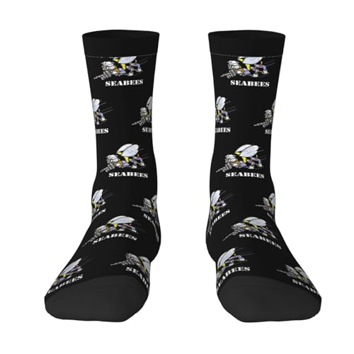 Navy Seabee Adult Cotton Crew Socks Men Sock Casual Calf Socks