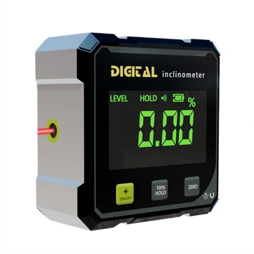 Digitaler Winkelsucher mit Elektronischem Laser - 4-seitige magnetische Winkellehre Würfelneigungsmesser mit Hintergrundbeleuchtung Hochpräzises Messwerkzeug für Holzbearbeitung Tischsäge Hängend