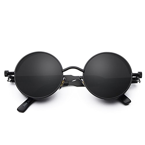 kachawoo Retro Round Sunglasses for Men Gift Women Metal Frame Sun Glasses Steampunk2