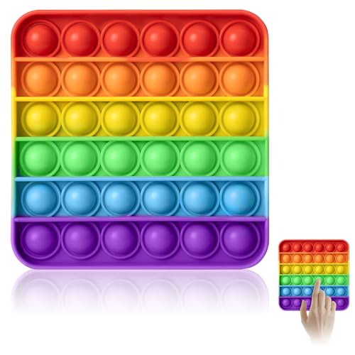 Pop it Spielzeug, Pop it Baby Spiel, Popit Silikon Sensorisches, Quadrat Pop up Spielzeug Baby, Antistress Push Pop Fidget, Poppit für Kinder, Erwachsene ADHS Push Bubble Angst Relief, Regenbogen Pop