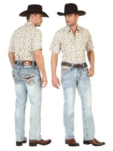 Centenario Men's Premium Denim Boot Cut Pants - Medium Blue 45533