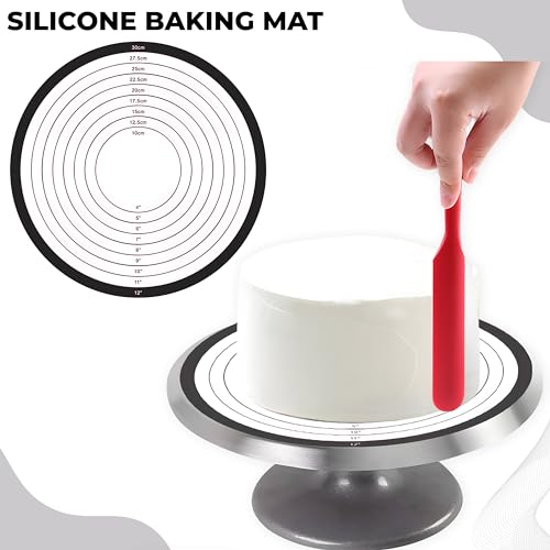 Image of Kraptick Silicone Pie Crust Rolling Mat Oven Liner with Measurement, Cake Baking Silicone Sheet,Pizza Baking Silicone Sheet, Silicone Dough Kneading Mat, Non-Stick Reusable Cake Pan Mat (DMFP585)