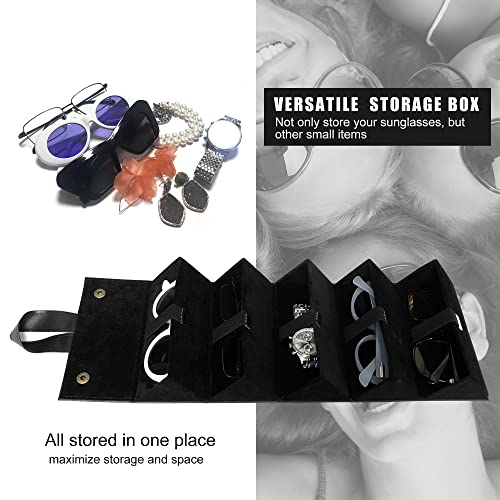 Image of Longjet Glasses Case Travel Sunglasses Organizer Leather Eyeglasses Storage Box Multiple Slots Hanging Eyewear Holder