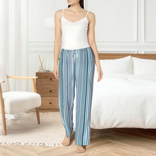 Pantalon imprimé à rayures verticales élastique et fluide avec poches - 6