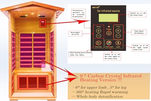 Image of LTCCDSS Outdoor Mahogany Sauna 1 Person, Low EMF Far Infrared Sauna for Home, Withstand Outdoor Temp -10℉-149℉| EMF Readings Below 0.5mG, 9 Low EMF Boards-Chromotherapy-Bluetooth Speaker