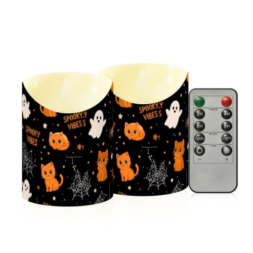 Velas votivas a pilas Ghosts Cats con luz parpadeante regulable y control remoto 2