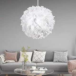 YUNYODA Feather Light Shade for Ceiling Pendant Light, Fluffy Lamp Shade Lampshade Lightshade for Table Lamp Floor Lamp Living Room Bedroom Wedding Party Decoration (Without E27 Light Bulb)