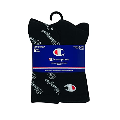 Champion Men's Double Dry Moisture Wicking Logo 6 Or 12 Pack Crew Socks2