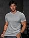 JMIERR Mens Grey Casual T Shirt Muscle Slim Fitted Lightweight Longline Fashion Tees Shirts for Gym Workout, US 40(M)