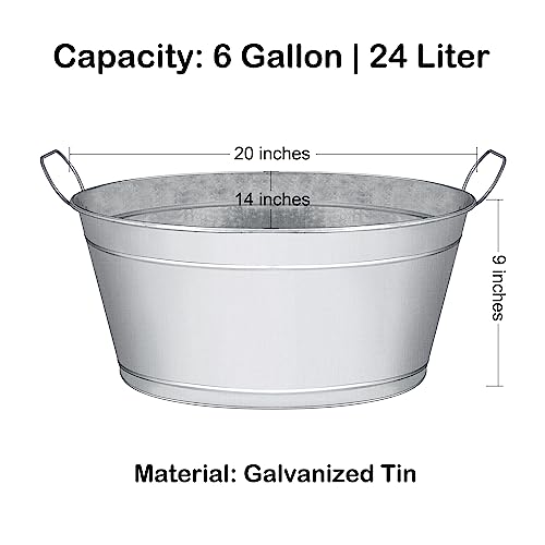 Large 6-Gallon Galvanized Tin Beverage Tub, 20x14x10 inches (Pack of 2) - Image 3