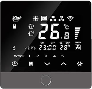 Smart Thermostat für Tuya und Smart Life, Programmierbarer Heizungsregler mit Sprachsteuerung, Kompatibel mit Alexa und Google Assistant, 2-in-1 für Fußbodenheizung und Klimaanlage, 86x86 mm, Grau