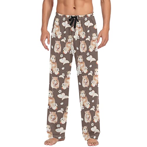 Ollabaky Animal Cute Hamster Pajama Pants Men Sleep Lounge Pants Pjs Bottoms with Pockets, L