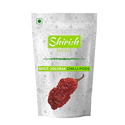 Shirish Masala Bhut Jolokia | Ghost Pepper | Hottest Naga King Dry Red Chilli (Oven Dried) (Organically Grown) 50 Grams (40-45 Chilli Pods) Fire up any dish with a dash of this chilli