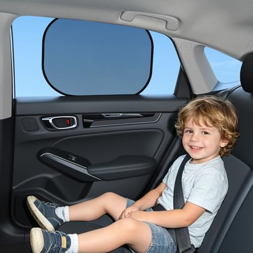 4pcs Car Window Shades, Electrostatic Adsorption Full Blackout Shades (2 Sizes) - 18.7 * 14.2in Front +17.3 * 14.3in Rear, UV Blocking for Baby/Family, Suitable for Daily Travel/Camping, Mesh - Image 3