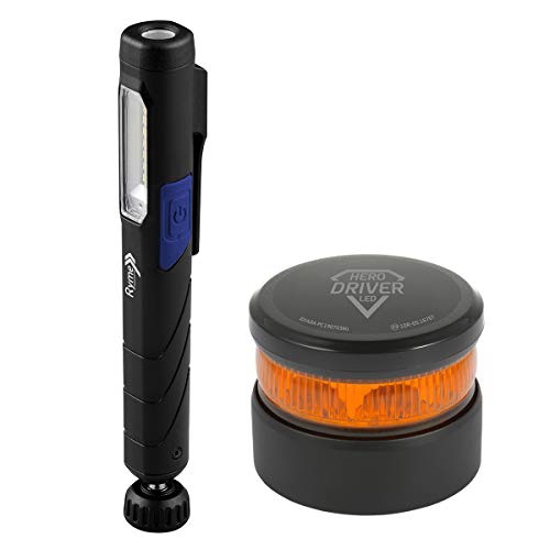 Hero Driver LED Luz Emergencia V16 Batería Litio Recargable Baliza Señalización DGT Homologada y Linterna LED batería Litio Cover