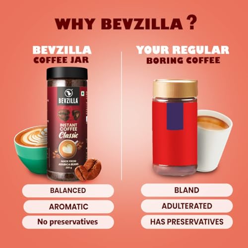Image of Bevzilla 400 Gram (200GMx2) Classic Instant Coffee Powder | Arabica Beans | Best For Espresso, Latte & Cappucino | Enjoy Hot & Cold