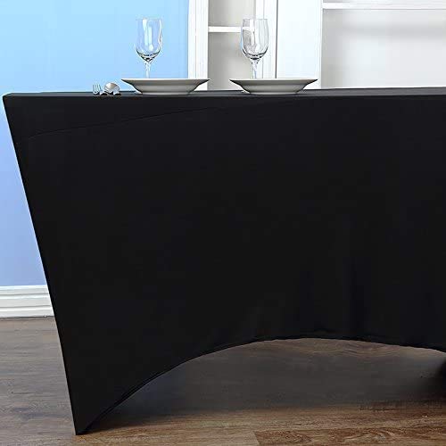 Colibyou Rectangular Stretch Tablecloth Pick From Sizes 4Ft, 6Ft, 8Ft (Black)-Spandex Tight Fit Table Cover For Parties, Trade Shows, Djs, Weddings And Events Of All Kinds. (8 Foot) #TOP4