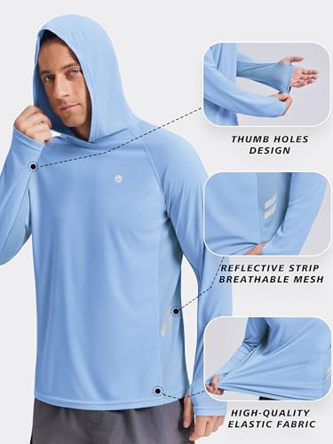 Image of PINSPARK Men's UPF 50+ Sun Shirts Long Sleeve Fishing Hoodie, UV Protection Rash Guard for Outdoor Hiking Running Swim Shirt