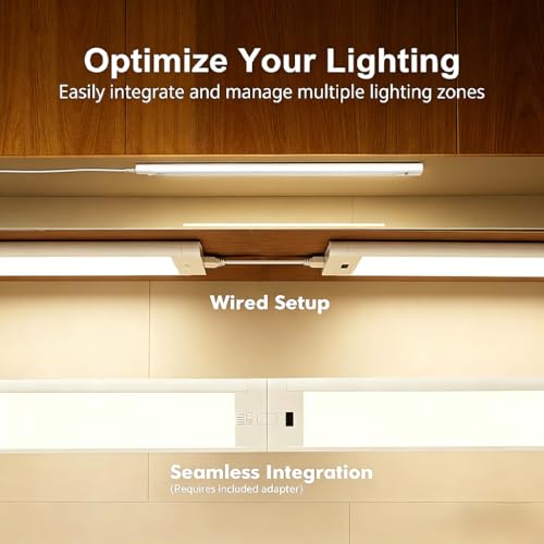 Image of 12 Inch Under Cabinet Lighting High Brightness Linkable LED Light Bar, Hand Wave Activated Motion Lights for Kitchen,Home,Room 5 CCT (2700K-6000K) Stepless Dimmable Closet Light, 350LM 5W